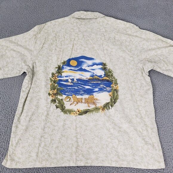 Koko Island Shirt Mens Extra Large White Hawaiian Floral Camp XL Rayon Beach - Picture 10 of 11